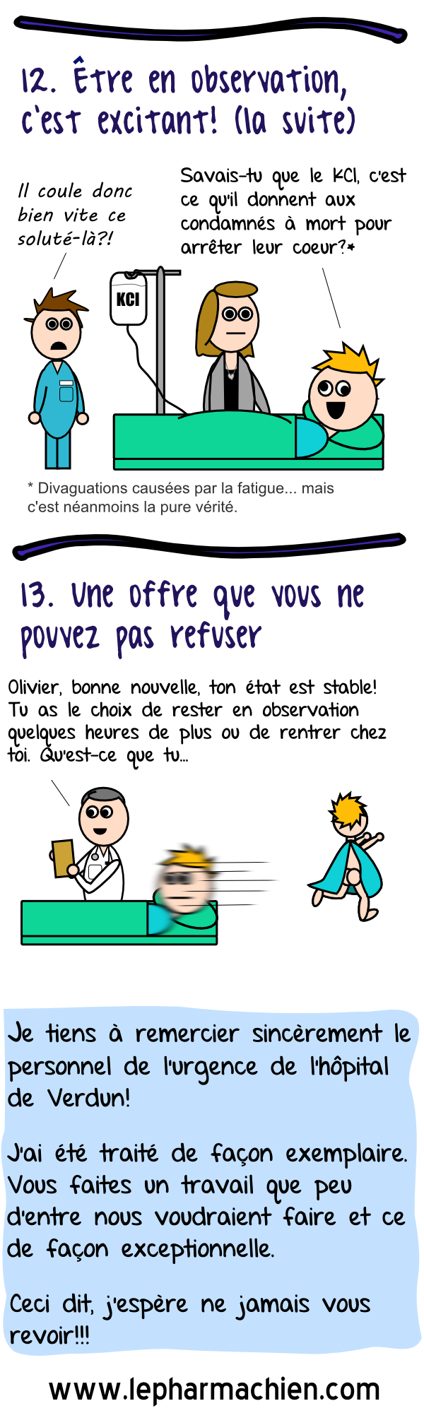 Souvenirs de mon séjour à l'urgence 5 - Le Pharmachien Le soluté de chlorure de potassium (KCl) et le départ